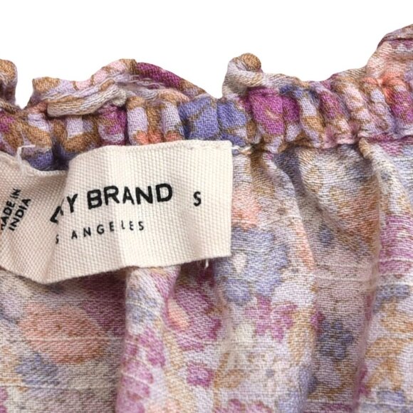 Lucky Brand Floral Peasant Top Boho Cottage S Prairie 70s Hippie Tassles - Picture 5 of 7